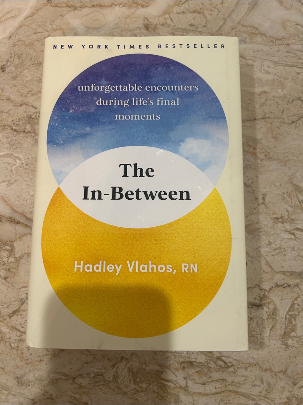 The In-Between by Hadley Vlahos RN - White, Blue & Yellow Cover